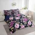 thumbnail image 3 of Feelyou Black Purple Flower Bedding Comforter Set 7pcs, Retro French Floral Queen Bedding Sets, Countryside Theme Reversible Queen Sheet Sets, Lightweight Room Decor, 3 of 7