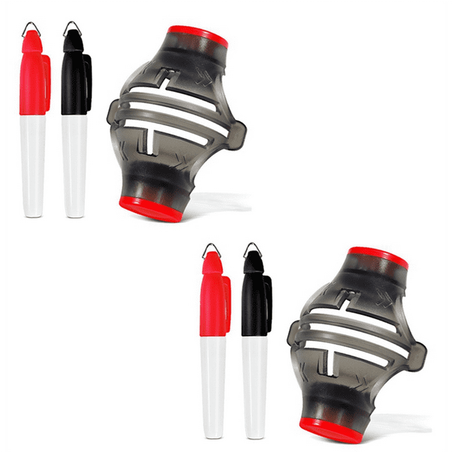 2PCS Paquebot de Balle de Golf, Marqueur d'Alignement de Balle de Golf, 3 Lignes, Marqueur de Balle de Golf, Outil de Dessin de Ligne de Balle de Golf (Rouge)