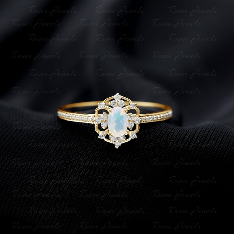 Vintage style opal engagement rings deals