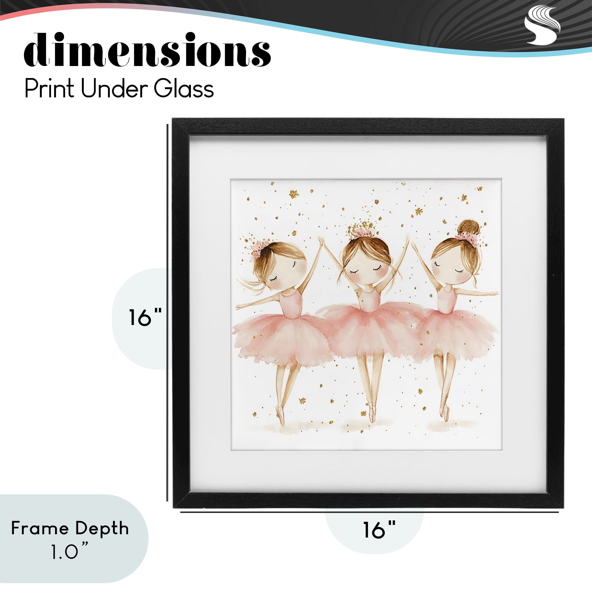 Stupell Industries Trio Of Ballerinas Black Framed Print Under Glass, design by Creative Studio