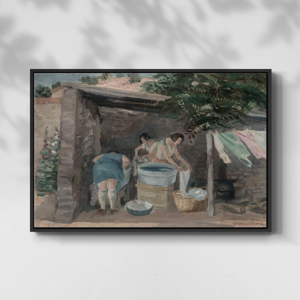 Vintage Landscape-CCCLIX By Wexford Home Framed in Black Wood Gallery Wrapped Canvas 25 in. x 37 in.