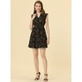 thumbnail image 3 of Unique Bargains Women's Floral Ruffle V-Neck Cap Sleeve Casual Summer Dress S Black, 3 of 6