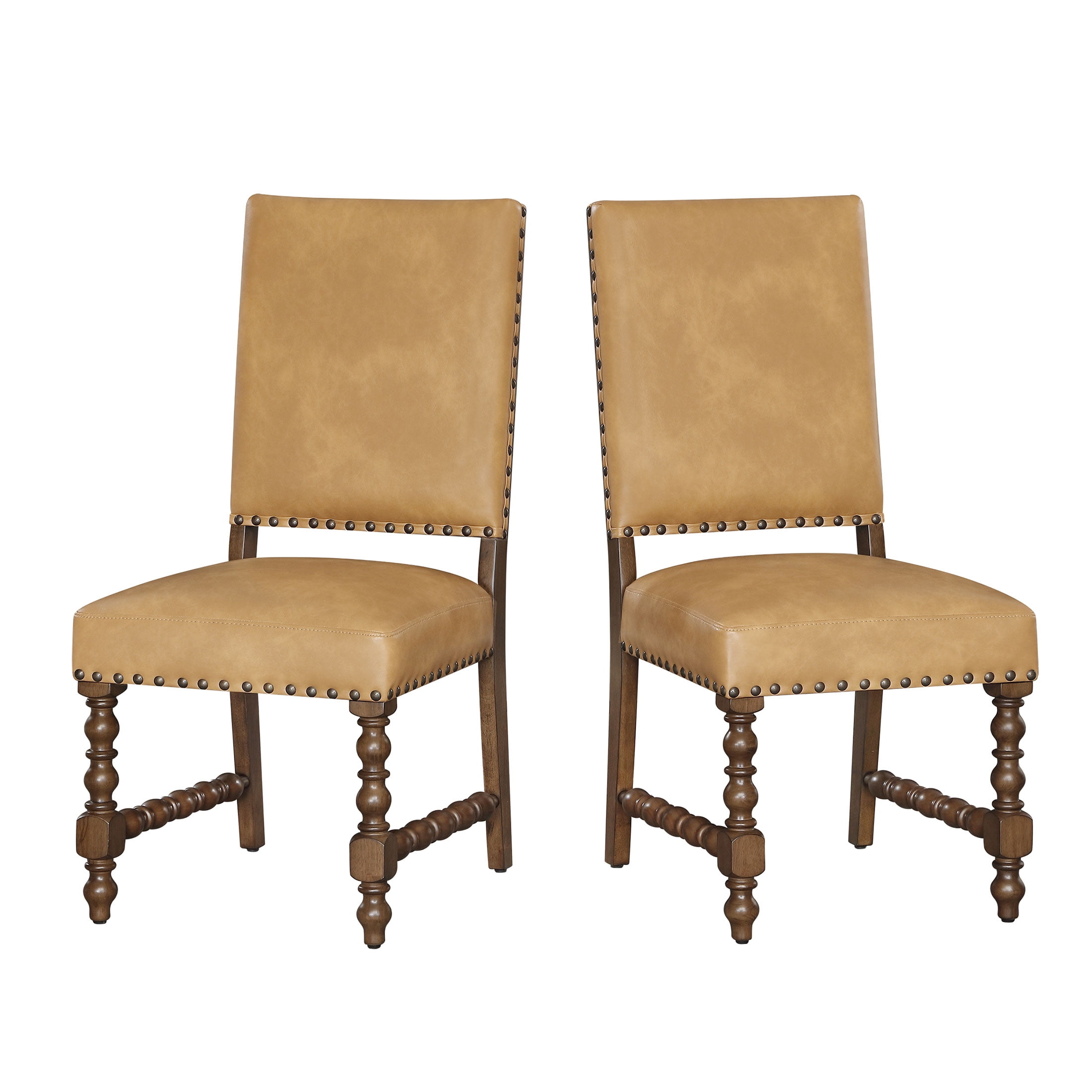 The Pioneer Woman Harper Faux Leather Dining Chairs, Set of 2, Tan Upholstery
