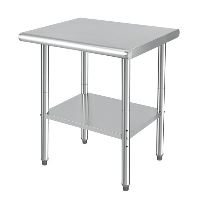 Table de Travail en Acier Inoxydable - Établi de Préparation de Cuisine Robuste, Table de Travail Commerciale Certifiée NSF avec Tablette Inférieure Réglable, Table de Préparation des Aliments pour Hôtel, Garage, Restaurant, Maison - 30 x 24 Pouces