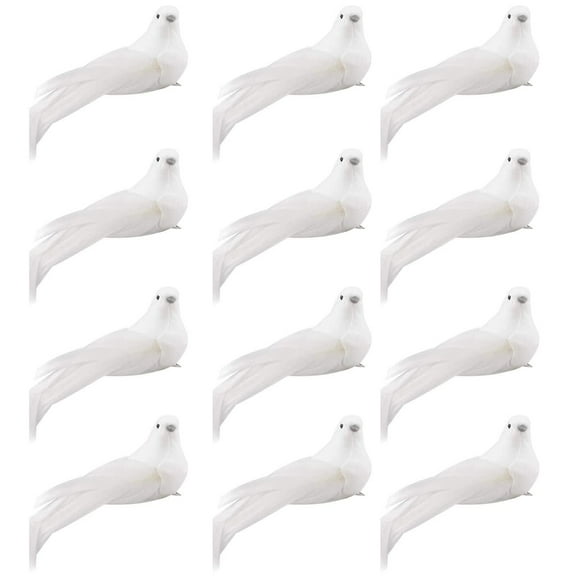 PatungKu 12Pcs Artificial Doves with Clip Fake Birds Cardinal Ornament for Christmas Tree