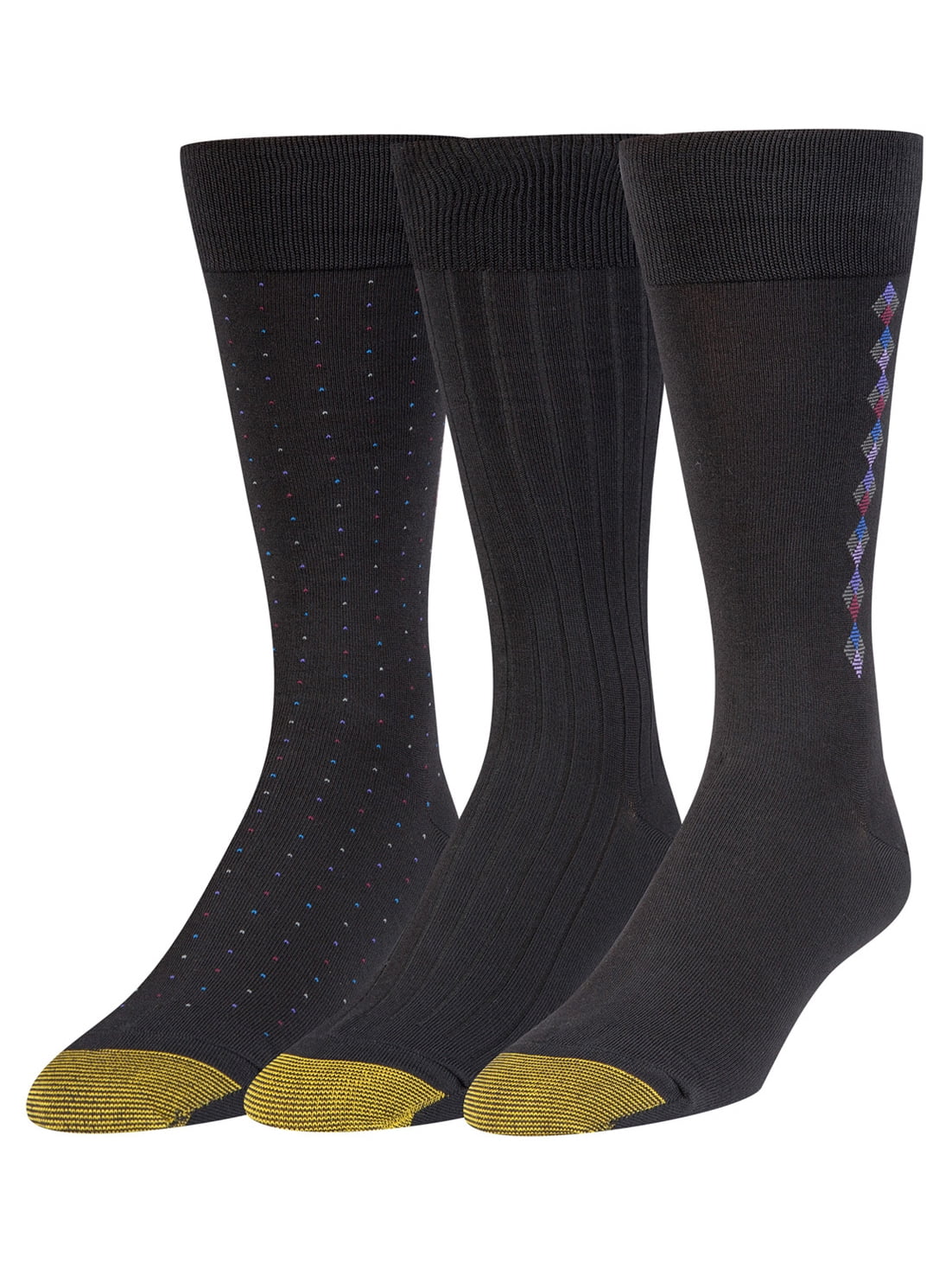 Gold Toe, Adult Mens, 3-Pack Moisture Control Classic Crew Dress Socks ...