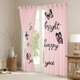 thumbnail image 3 of Pink 30%-50% Blackout Curtains Rainbow Butterfly Curtains & Drapes, Dreaming Pastel Curtains Yellow Orange Animal Black Out Curtains, Pink Blue Butterflies Window Drapes, 3 of 6