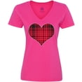thumbnail image 3 of Inktastic Red Plaid Heart Women's V-Neck T-Shirt, 3 of 5