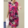 thumbnail image 3 of Lindbes Robe d'Été Imprimée pour Femmes Robe Bohème Mode Sans Manches Robe de Vacances Décontractée Col Rond Robes de Soirée Vestidos Tanks, 3 of 7