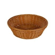Round Wicker Bread Basket, Imitation Woven Rattan Fruit Basket Tabletop Food Vegetables Serving Basket for Home, Kitchen, Restaurant, Outdoor