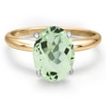 thumbnail image 3 of Gem Stone King 14K Two Tone Gold Green Prasiolite Engagement Ring for Women | 2.40 Cttw | Oval 10X8MM | Gemstone Birthstone | Size 9, 3 of 6