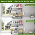 thumbnail image 3 of Over The Sink Dish Drainer Drying Rack 3 Tier, Full Stainless Steel Dish Drying Rack Adjustable Length 20.9''-37.4'' , Kitchen Sink Shelf, Organized Space-Saving Dish Rack with Pots and Pans Rack, 3 of 9