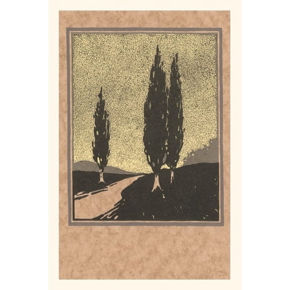 Pocket Sized - Found Image Press Journals: Vintage Journal Cypresses Woodcut (Paperback)
