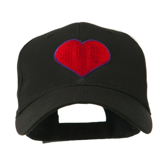 Filled Heart Symbol Embroidery Cap - Black OSFM