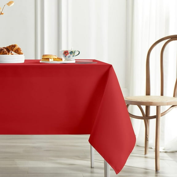XIACOCO-Table Cloth 60X120 Inch Red Tablecloth For 8 Foot Table Washable Polyester Rectangle Tablecloth For Buffet Table, Parties, Holiday Dinner, Wedding