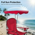 thumbnail image 6 of Sophia & William 2 Pack Folding Camping Chairs with Canopy Shade Portable Outdoor Beach Chairs with Storage Pocket and Cup Holder, Red, 6 of 11