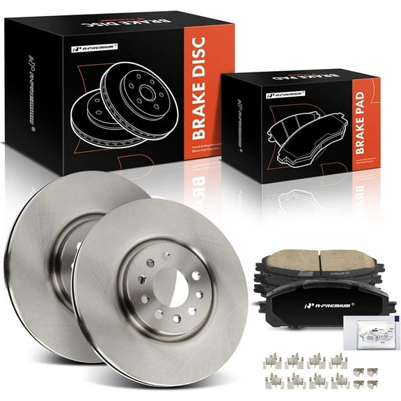 A-Premium 13.00 in (330 mm) Front Vented Disc Brake Rotors   Ceramic Pads Kit Compatible with Select Jeep Models - Cherokee 2014-2022, with Dual Piston Front Caliper, 6-PC Set