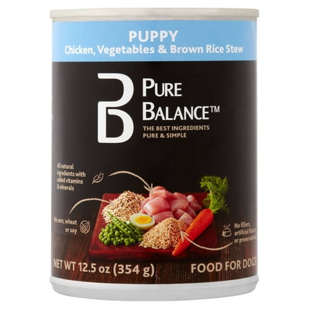Pure Balance Canned Chicken Vegetables & Brown Rice Stew Wet Puppy Food, 12.5 Oz