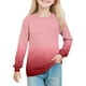 thumbnail image 2 of Cowsor Girl's Crew Neck Tie Dye Sweatshirts with No Hood Casual Color Block Long Sleeve Pullover Tops, 2 of 7