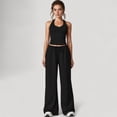 thumbnail image 2 of Women's Cropped Active Tank Top with Built-In Bra and Racerback Design - Large, Black, 2 of 6