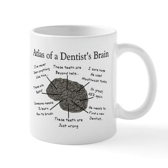CafePress - Atlas Of A Dentists Brain Mugs - 11 oz Ceramic Mug - Novelty Coffee Tea Cup