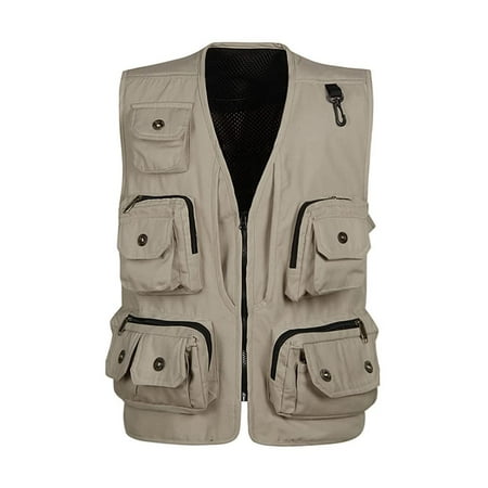 HAORUN Mens Utility Waistcoat Gilet Zip-Off Back Multi Pockets Vest Fishing Hiking Travelling Tops