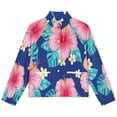 thumbnail image 4 of Jackets for Women Winter Coat Jackets Flannel Stand Collar Jacket(Tropical Hibiscus Floral Print,Size:S-4XL), 4 of 7