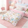 thumbnail image 2 of Manfei Watercolor Seashell Starfish Coral Twin Comforter Sets for Kids Girls, Cartoon Sealife Bedding Set, Pink Reversible 2pcs, 1 Comforter and 1 Pillowcase, 2 of 6