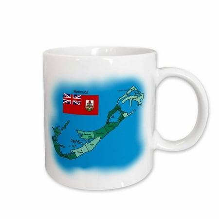 

3dRose Flag and map of the British Overseas island Territory Bermuda and all parishes colored and labeled Ceramic Mug 11-ounce