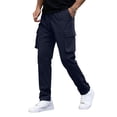 thumbnail image 2 of LWavelet Men's Cargo Straight Leg Joggers - Drawstring Waist Pocket Detail Comfortable Casual Daily Pants Navy 2XL, 2 of 4
