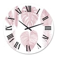 thumbnail image 2 of Designart Tropical Pink Watercolour Leaves 1 in Wall Clock, 2 of 5