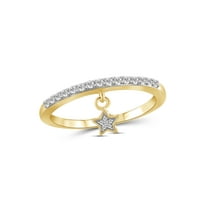 JewelersClub Diamond Rings for Women – 1/5 Carat White Diamond Ring Jewelry– 14K Gold Plated Silver Bands for Women –– Ring by JewelersClub