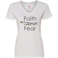 thumbnail image 3 of Inktastic Faith over Fear with Laurels Women's V-Neck T-Shirt, 3 of 5
