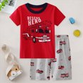 thumbnail image 2 of Toddler Boy Outfit Set Toddler Baby Fire Truck Animal Print Short Sleeve T-Shirt and Shorts 2-Piece Cute Summer Outfit Toddler Boy Short Set, 2 of 8