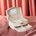 thumbnail image 6 of Unique Bargains 2 Layer Jewelry Box with Mirror PU Leather Removable Jewelry Tray White, 6 of 8