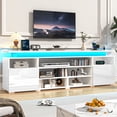 thumbnail image 2 of ANPOO LED TV Stand for TVs up to 95",High Gloss Gaming Entertainment Center Media Console with Power Outlet,Open Shelves and 2 Storage Cabinets,White, 2 of 9
