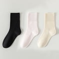 thumbnail image 4 of Opolski Loose Socks Mid-tubed Socks 1 Pair Women Summer Socks Thin High Elasticity Solid Color Mid-tube Loose Non-pilling Sweat Absorption Sports Wear Work Warm White, 4 of 8
