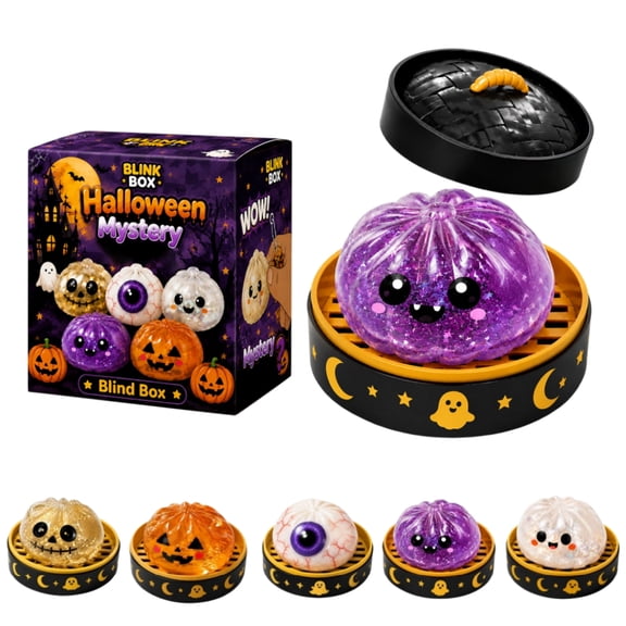 2026 New Halloween Spooky Ghost Dumpling, Dumplings Squishy with Steamer Stress Balls Stress Relief Fidget Sensory for Holiday & Birthday Gifts(#E011)