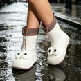 thumbnail image 6 of Cute Rain Boots for Women Big Eye Drawstring Cuff Mid Calf Rain Boots Waterproof Windproof Adjustable Slip On Garden Work Footwear, 6 of 7