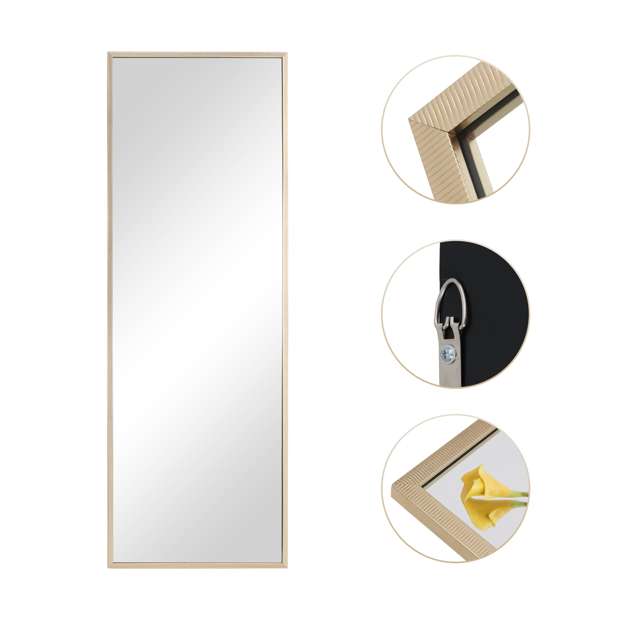 43"*16" Full Length Mirror PS Standing Floor Mirror Rectangle Full Body Mirror Gold