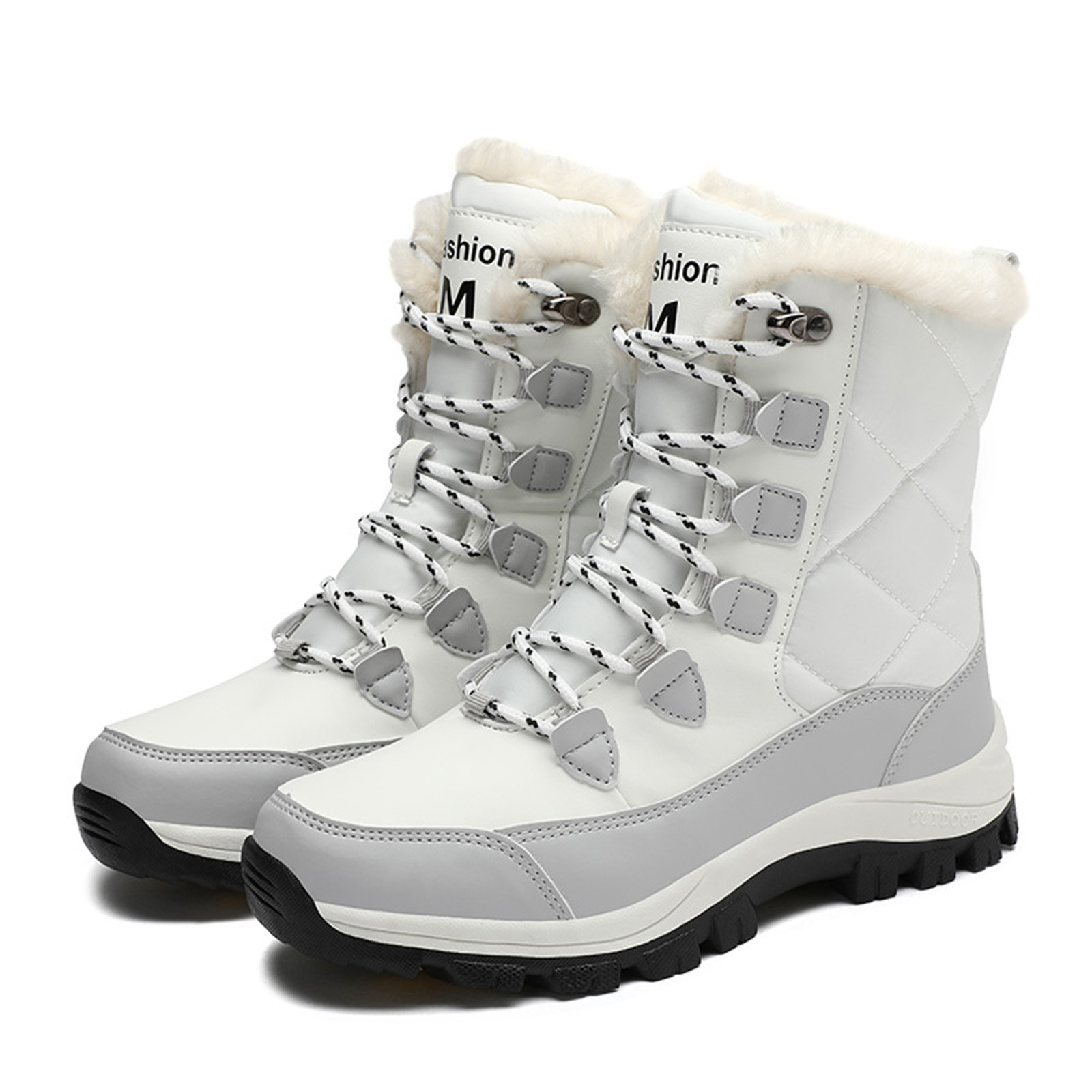 Gyexs Mens Snow Boots Size 13, Womens Winter Shoes Wide Width, Orthotic Technology, Lace-Up, Chukka, Snip Toe, Women's Fashion, White, Size 7.5