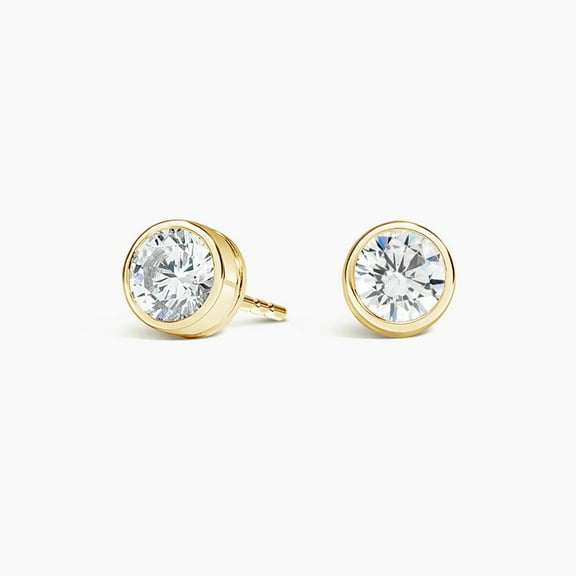 Bezel Set Moissanite Solitaire Stud Earrings – Sterling Silver