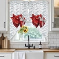 thumbnail image 6 of Valentine's Day Swag Curtains for Kitchen/Bedroom/Living Room, Red Love Gift Box Abstract Dots Stripes Scalloped Curtains 63 Inch Long, Window Swag Topper Curtains Valances 2 Panels Set 36"x63", 6 of 8