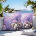 thumbnail image 3 of Throw Pillow Covers 16x16 Inch Set of 2, Purple Lavender Waterproof Outdoor Pillow Covers, Spring Watercolor Country Wildflowers Decorative Cushion Pillowcases for Couch, Sofa, Bed, Garden, Patio, 3 of 9