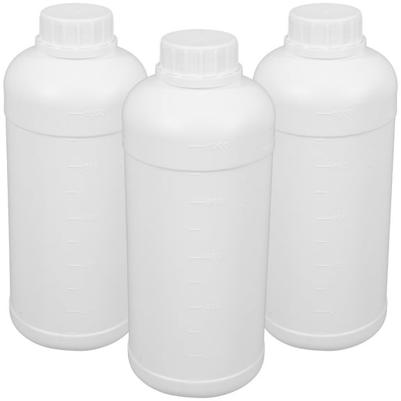 HDPE White Reagent Bottles with Cap for Laboratory Use 1L Sample Storage Bottles Set of 3