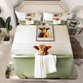 thumbnail image 2 of Homewish Boys Girls Farmhouse Highland Cow Full Size Sheets 4-Piece,Green Brown Breathable Bed Sheets,Animal Take A Bath Lightweight Sheet Sets,Microfiber Bedroom Decor, 2 of 7