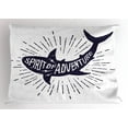 thumbnail image 1 of Shark Pillow Sham Spirit of Adventure Quote over A Fish Body Wildlife Motivational Grunge Design, Decorative Standard King Size Printed Pillowcase, 36 X 20 Inches, Indigo Pearl, by Ambesonne, 1 of 2