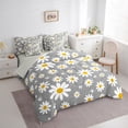 thumbnail image 3 of jejeloiu Cartoon Cute Floral 7-Piece Bedding Comforter Set,Kawaii Daisy Blossom King Bedding Sets,Gray White Bed Sheets For Girl,Ultra Soft Home Decor Reversible, 3 of 8