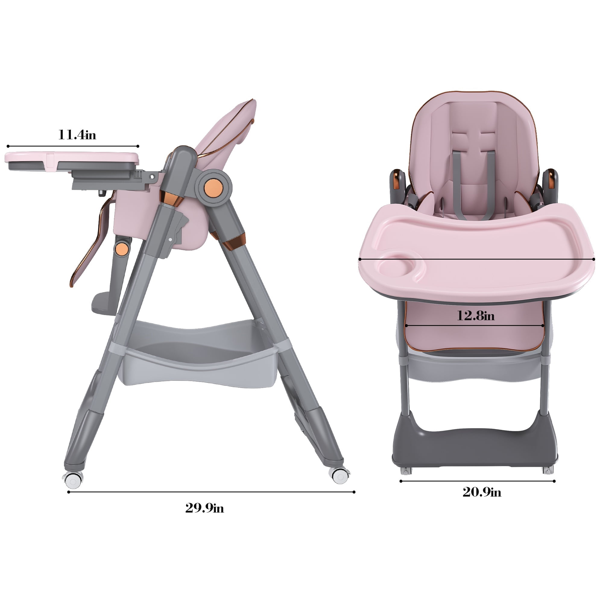 Alvantor Portable Baby High Chair for Infant and Toddler with Safety Belt, Pink
