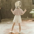 thumbnail image 4 of WOLLED 2PCS Kids Toddler Girls T-Shirt Outfit Teen Stripe Top Tees + Shorts Set Girls Short Sleeve Tees Outfit Summer Casual Versatile Tees Set for 4-14T, 4 of 7